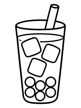 Free printable Iced Bubble Tea With Boba coloring page