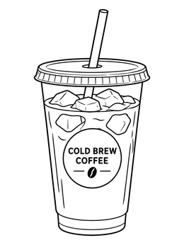 An iced drink in this cold brew coffee coloring page.