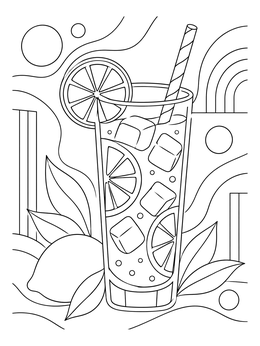 Free printable Iced Lemonade Glass With Straw coloring page