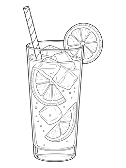 Free printable Iced Lemonade Glass With Straw coloring page