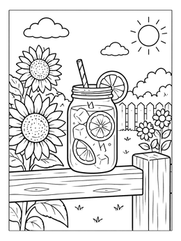 Free printable Iced Lemonade Jar By Garden Sunflowers coloring page