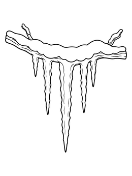 Snowy branch with long dripping icicles on this icicle coloring page.