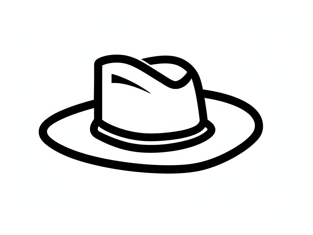 Iconic Cowboy Hat Image - Coloring Page