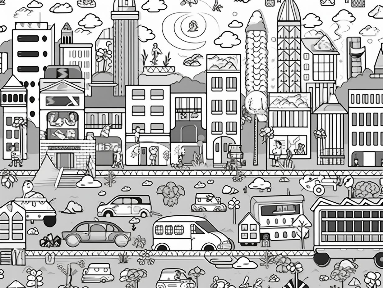 Iconic La Scenes To Color - Coloring Page