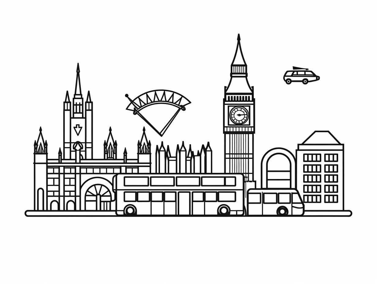 Iconic London Coloring - Coloring Page