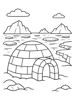 Free printable Igloo On An Arctic Coastline coloring page