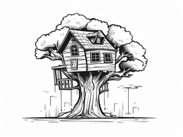 Fun Tree-House Coloring Sheet - Coloring Page