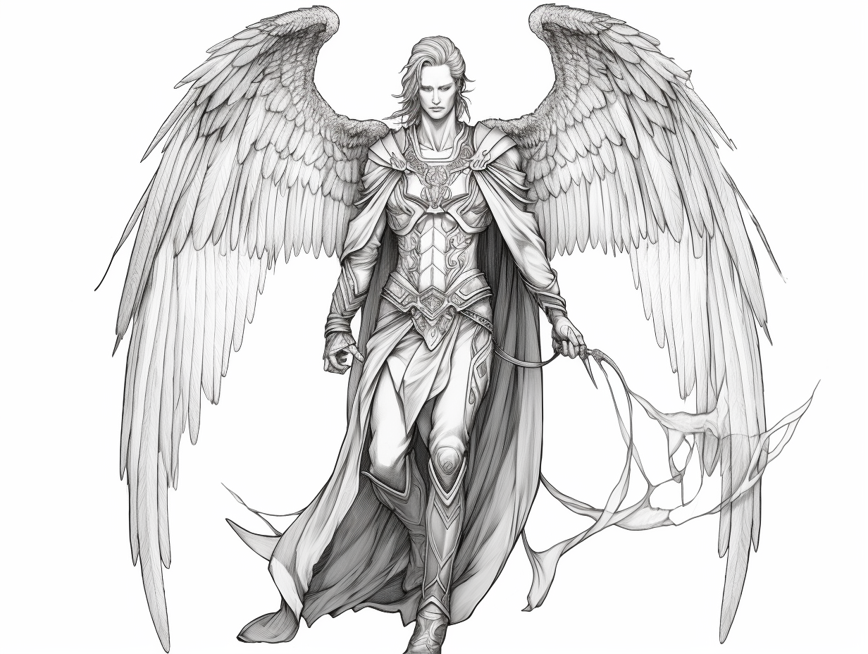 Immersive Gothic Angel Coloring - Coloring Page