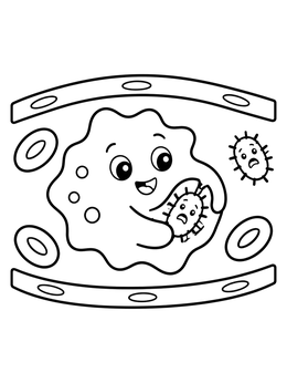 Free printable Friendly Macrophage Catching Bacteria coloring page