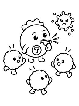 Free printable Helper T Cell Whistle Alarm coloring page