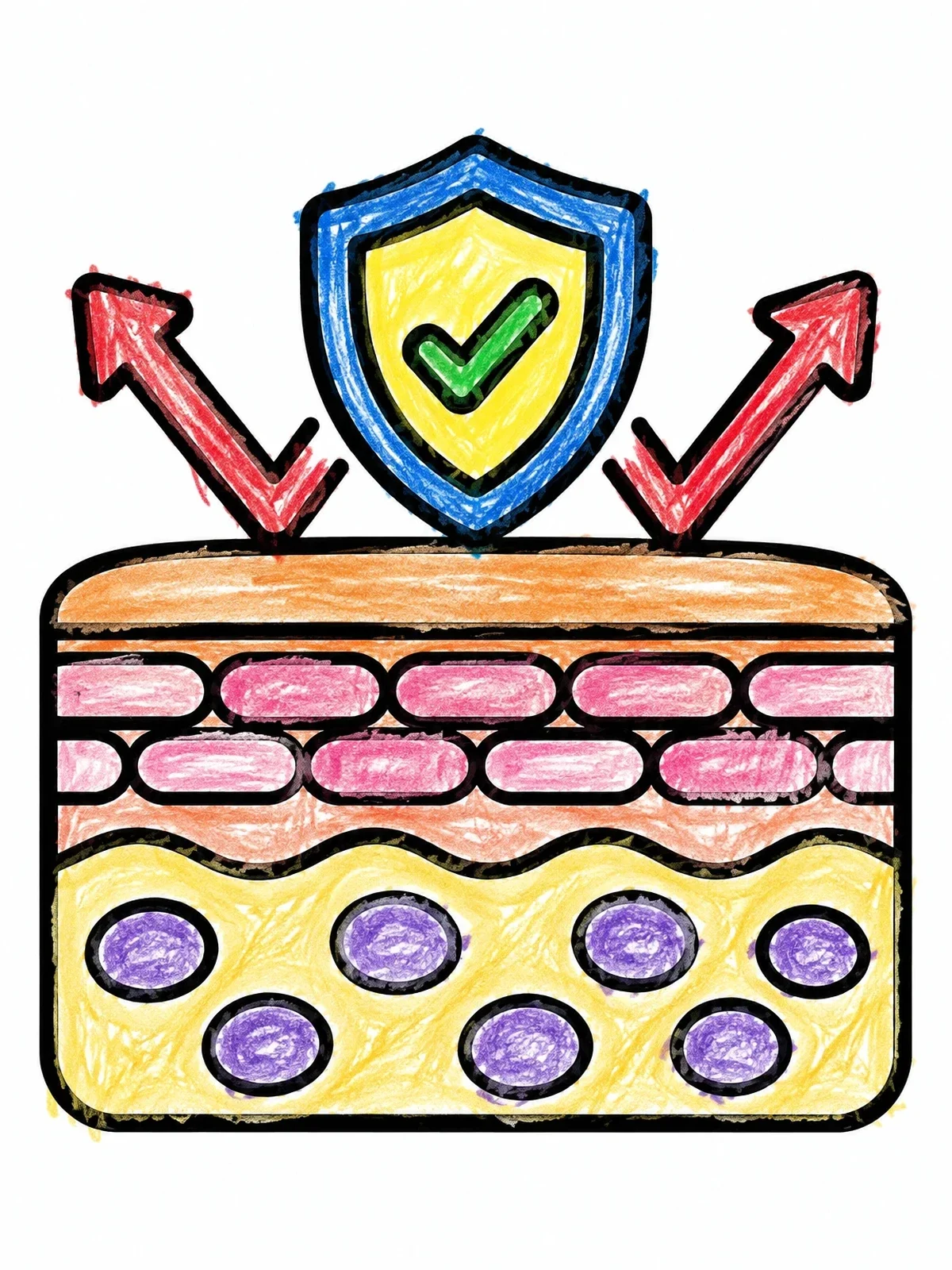 Colored example of the Protective Skin Barrier Defense Diagram coloring page