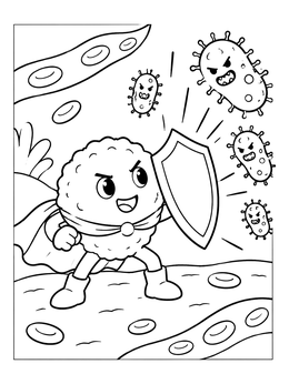 Free printable Superhero White Blood Cell Defending coloring page