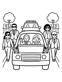 Free printable Presidential Motorcade Parade coloring page