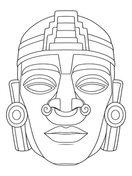 Free printable Inca Gold Mask With Stepped Crown coloring page