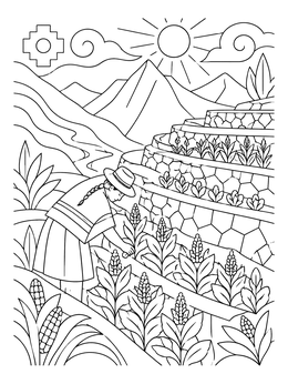 Free printable Inca Farmer On Stepped Terraces coloring page
