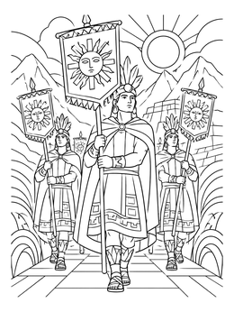 Free printable Inca Guards With Solar Banners coloring page