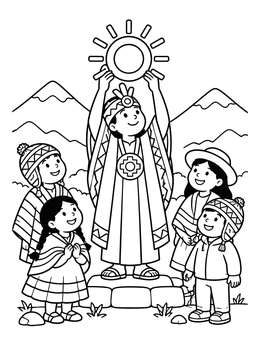 Free printable Inca Priest Holding Sun Disk coloring page