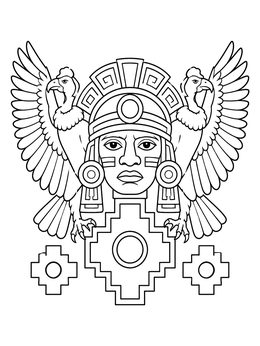 Free printable Inca Sun God With Andean Condors coloring page