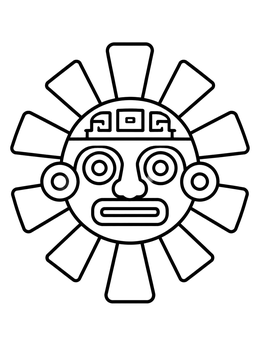 Free printable Inca Sun God Inti Mask coloring page