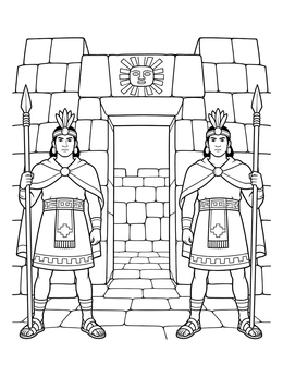 Free printable Inca Warriors Guarding Fortress Gate coloring page