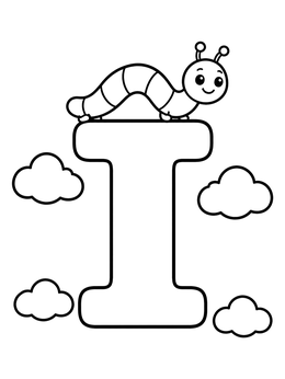 Free printable Inchworm On Letter I coloring page