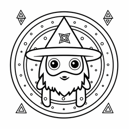 Happy Wizard Coloring Book - Coloring Page