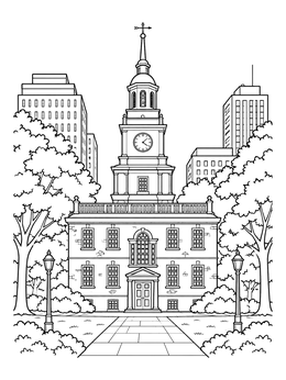 Free printable Independence Hall In Philadelphia coloring page