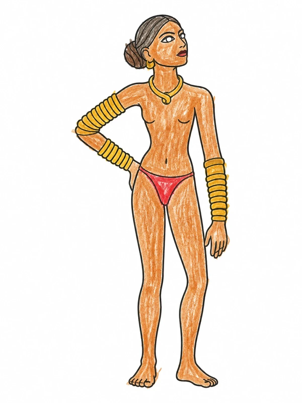 Colored example of the Ancient Mohenjo Daro Dancing Girl coloring page