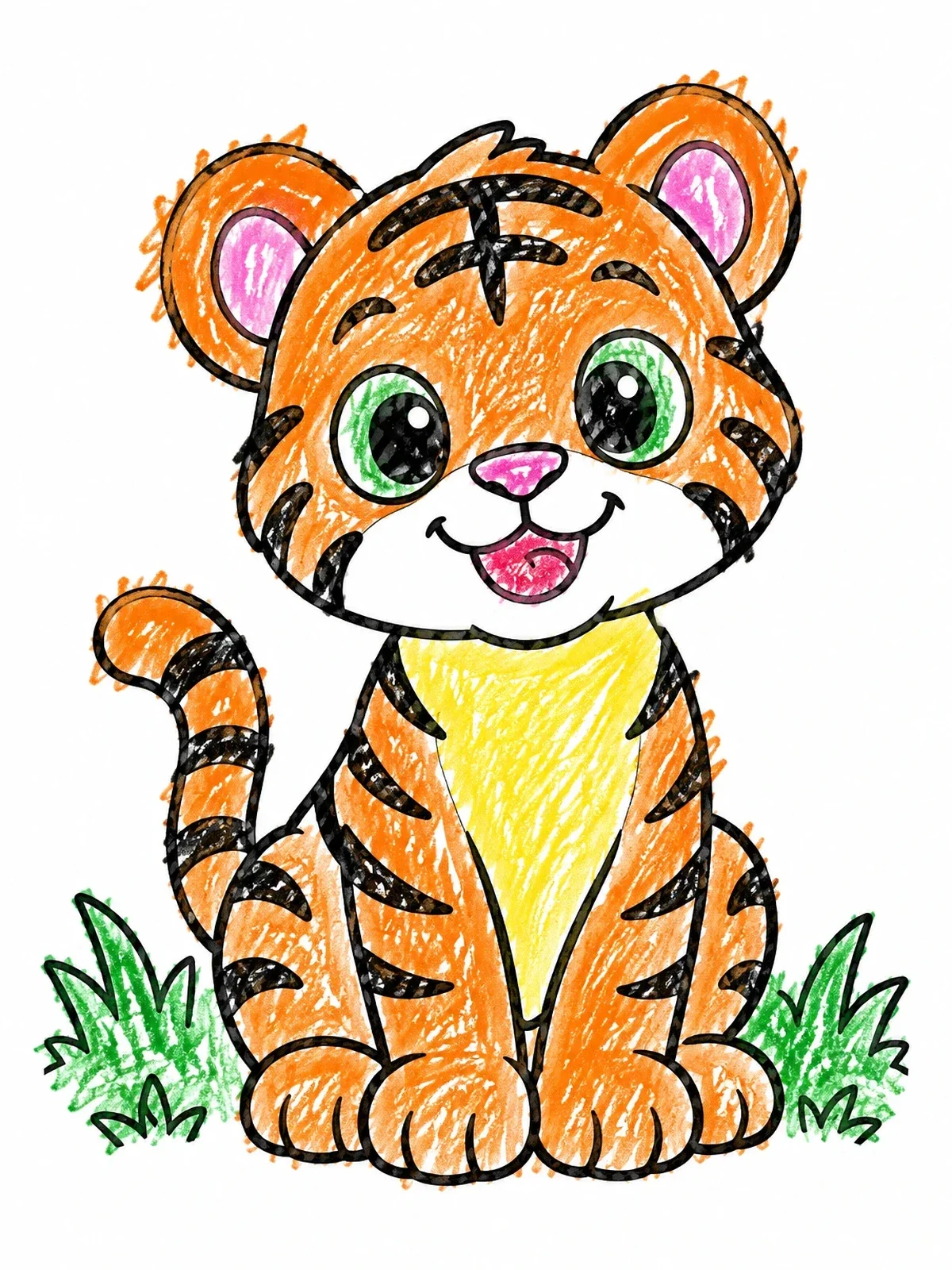 Colored example of the Cute Bengal Tiger Cub coloring page