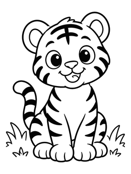 Free printable Cute Bengal Tiger Cub coloring page