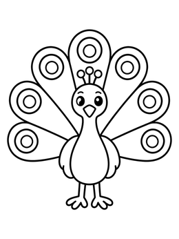 Free printable Cute Peacock With Fanned Feathers coloring page