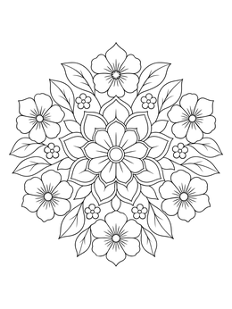 Intricate floral rangoli mandala pattern on this india coloring page.