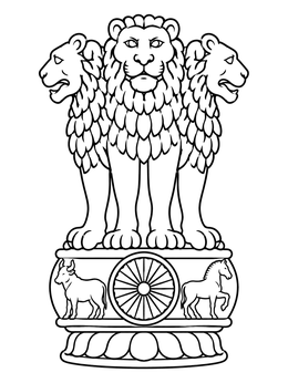 Lion Capital of Ashoka national emblem on an india coloring page.