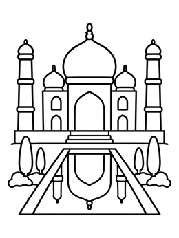 Free printable Simple Taj Mahal With Reflection coloring page