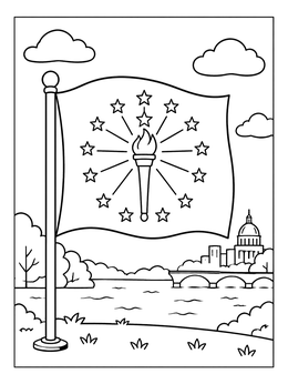 Free printable Indiana State Flag By The River coloring page