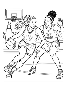 Free printable Women's Basketball Game Action coloring page