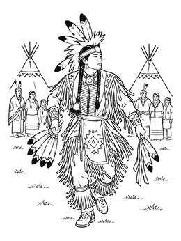 Free printable Indigenous Ceremonial Dancer In Detailed Regalia coloring page
