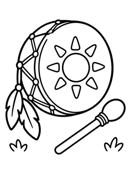 Free printable Indigenous Ceremonial Drum And Mallet coloring page