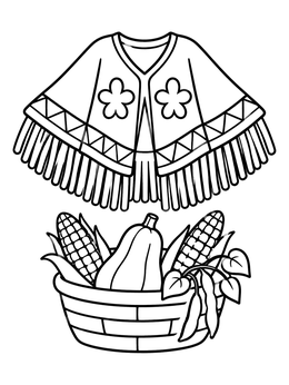 Free printable Dance Shawl And Three Sisters Basket coloring page