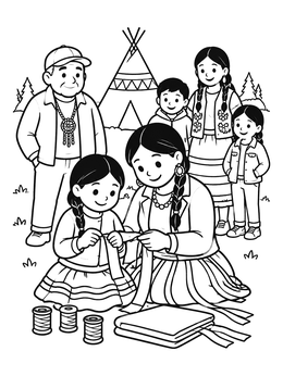 Free printable Sewing Ribbon Skirts With Family coloring page
