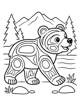 Free printable Pacific Northwest Bear Cub In Nature coloring page