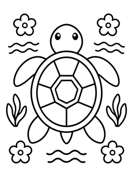 Free printable Geometric Turtle With Floral Motifs coloring page