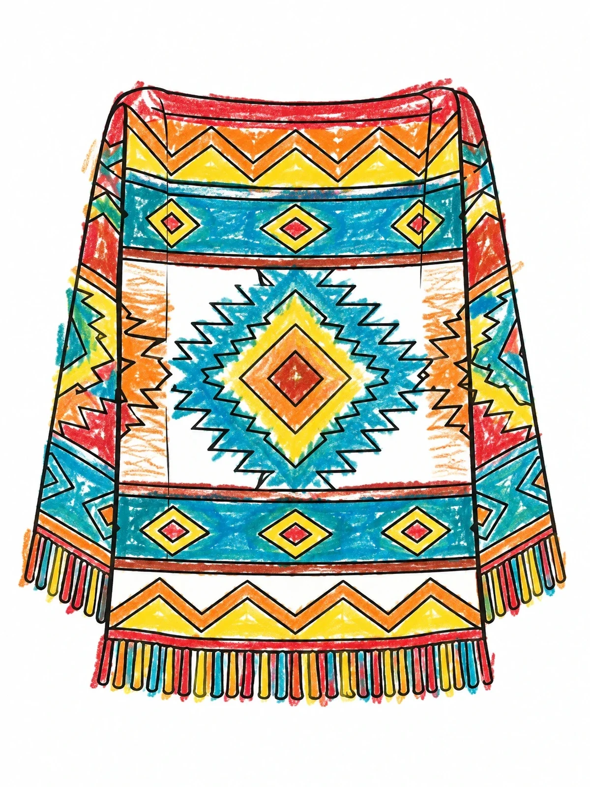 Colored example of the Geometric Patterned Woven Blanket coloring page