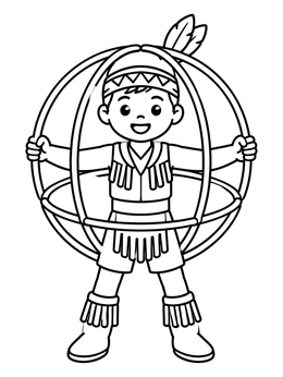 Free printable Child Hoop Dancer With Globe coloring page