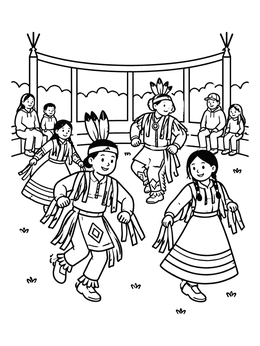 Free printable Powwow Dancers At Arena Celebration coloring page