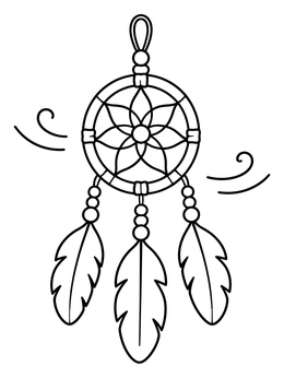 Free printable Simple Dreamcatcher With Feathers coloring page