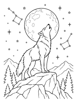 Free printable Wolf Howling At The Full Moon coloring page
