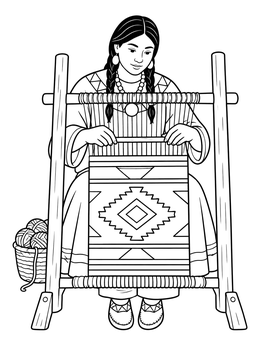 Free printable Indigenous Woman Weaving On A Loom coloring page