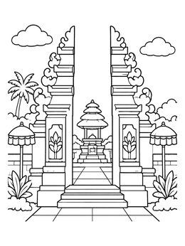 Free printable Balinese Split Temple Gate Candi Bentar coloring page