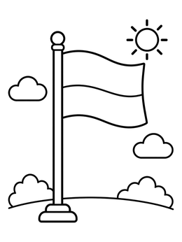 Free printable Indonesian Flag On A Flagpole coloring page